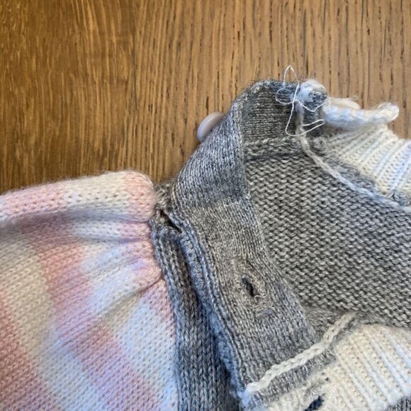 FOX & FINCH Knit Bunny Rabbit Sweater Girls 12 Months Pink Grey Toddler Girl - Picture 5 of 6